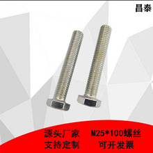 厂家直销外六角螺丝镀锌4.8级螺栓外六角螺栓M25*100紧固件