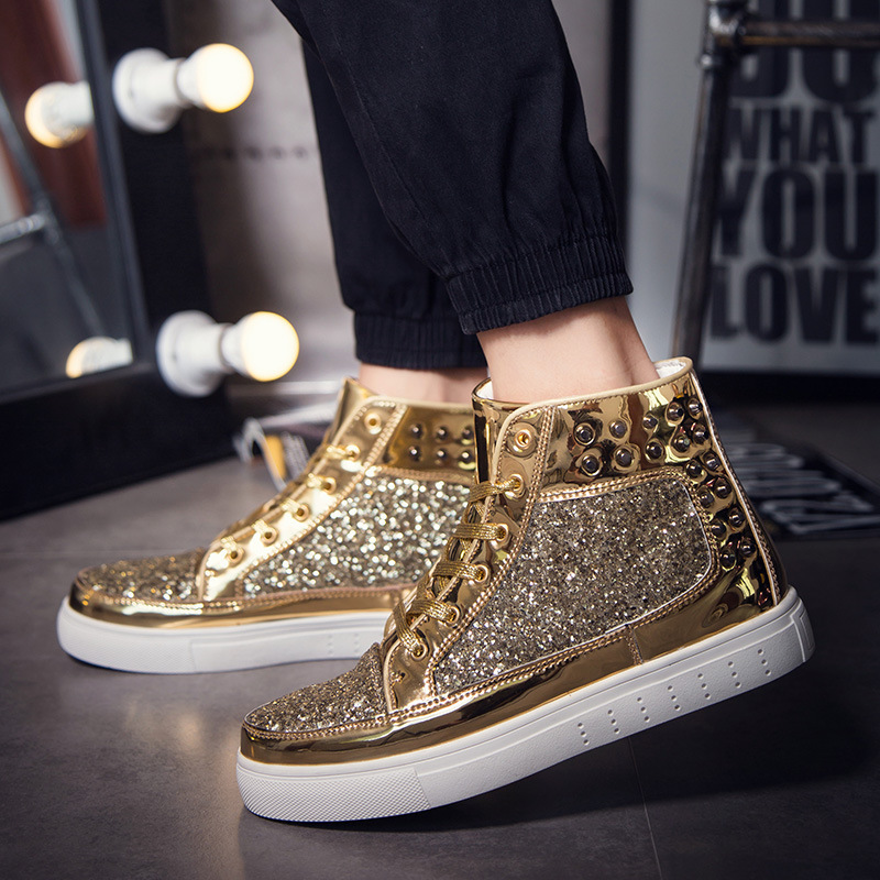Men's high top autumn and winter new Korean version nightclub personalized board fashion ins trendy Leather shoes_voghion.com