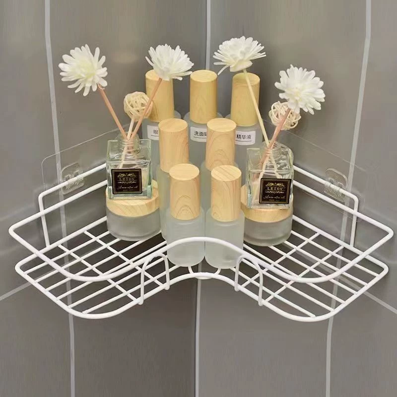 Corner Bathroom Shelf, Wall-Mounted Triangle Rack, Metal Wire Storage, Multiple Sizes