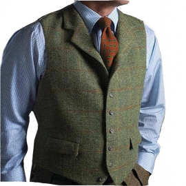 男士马甲格子休闲背心新郎伴郎修身英伦男士单排扣马甲源头厂家