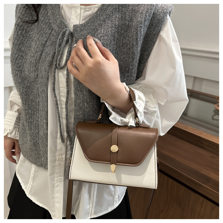 Women's Small Pu Leather Color Block Classic Style Square Magnetic Buckle Crossbody bag BAX display picture 14