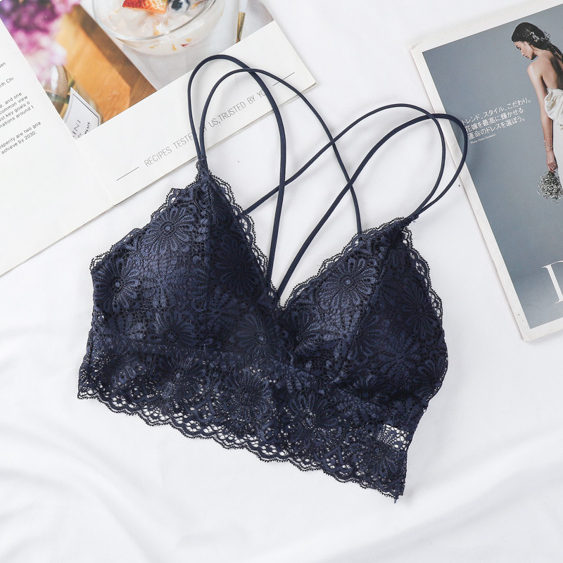 Sexy encaje elástico correa cruzada ropa interior agradable a la piel delicada transpirable interior cómodo pecho envuelto belleza sujetador trasero image 11