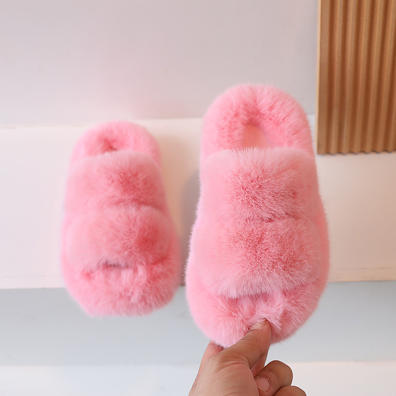 Zapatillas de algodón para niños 2023 Otoño e Invierno Nuevo forro polar cálido adulto padre-hijo Zapatillas de algodón casa antideslizante Zapatillas de algodón de una palabra