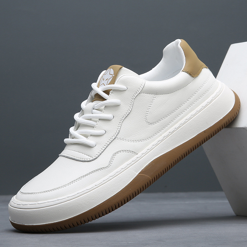 2026 primavera nuevos zapatos para hombres zapatos blancos transpirables zapatos de cuero casuales impermeables zapatos de skate casuales para hombres
