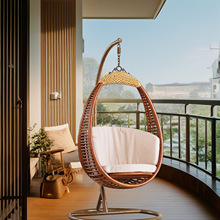 藤编吊篮网红鸟巢落地室内外家用酒店休闲风阳台吊椅秋千户外庭院