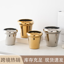 北欧ins蝴蝶兰花盆高级感轻奢银色小盆器多肉发财树君子兰种植盆