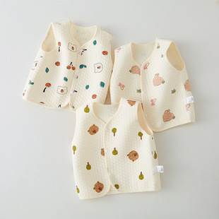 Baby Vest Baby Spring Autumn and Winter Cotton Warm Vest for Boys and Girls and Children Thickened Vest for Newborn Outer Wear