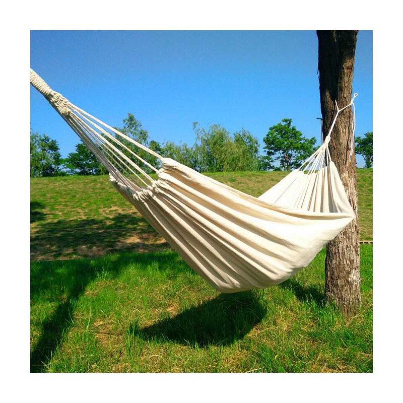 Fuente de fábrica blanco lienzo al aire libre hamaca al aire libre al por mayor color sólido 2 M hamaca doble hamaca exterior Orden de comercio exterior image 6