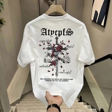 纯棉T恤高端潮牌男装夏季T恤上衣高级短袖T恤男款新款内搭打底衫