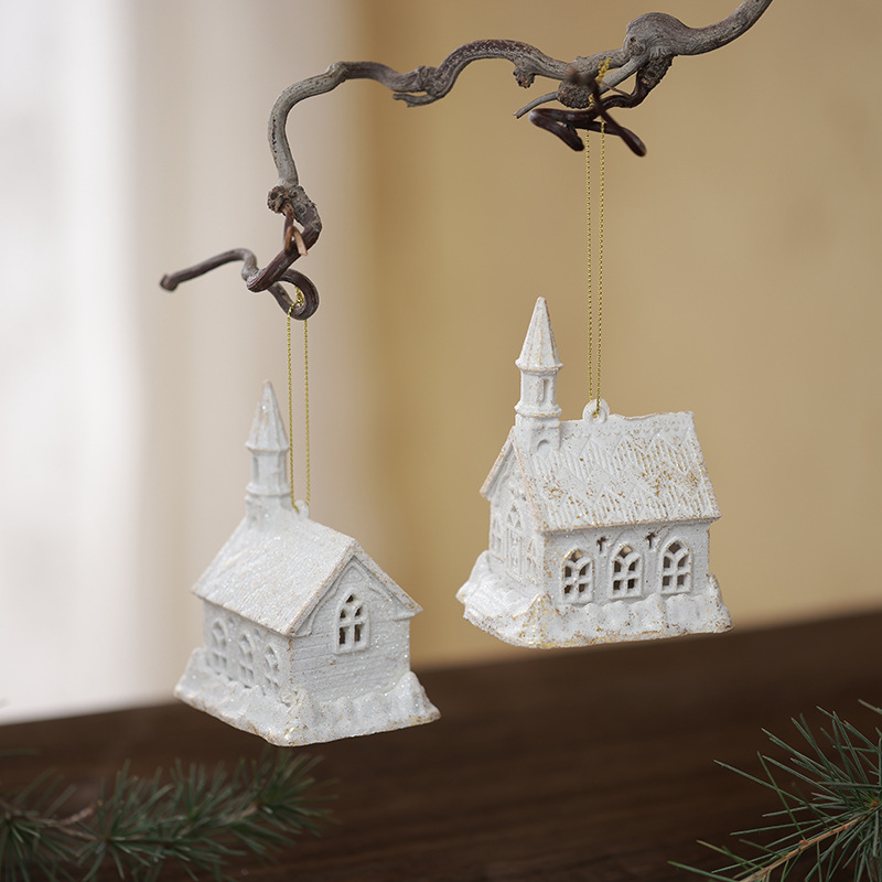 Buscando árboles de Navidad transfronterizos colgantes de flocos de nieve de Navidad casa de oro blanco arco ángel decoración de ventanas