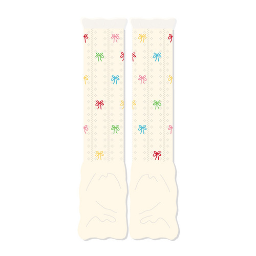 Summer thin women's sock cover breathable leg cover with bow ballet style solid color anti-slip miu floral lace puffy socks