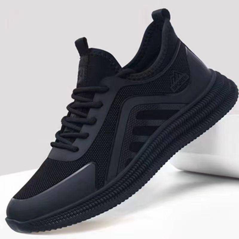 Casual Shoes Cross-Border Men's Sports Shoes Breathable Trendy Korean Student Running Shoes Soft Sole Black Versatile Shoes for Men