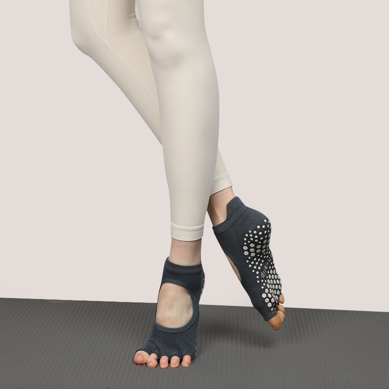 Calcetines de yoga para otoño e invierno, calcetines de cinco dedos, calcetines antideslizantes para Pilates, calcetines deportivos profesionales para mujer con dedos separados, venta al por mayor con espalda abierta.