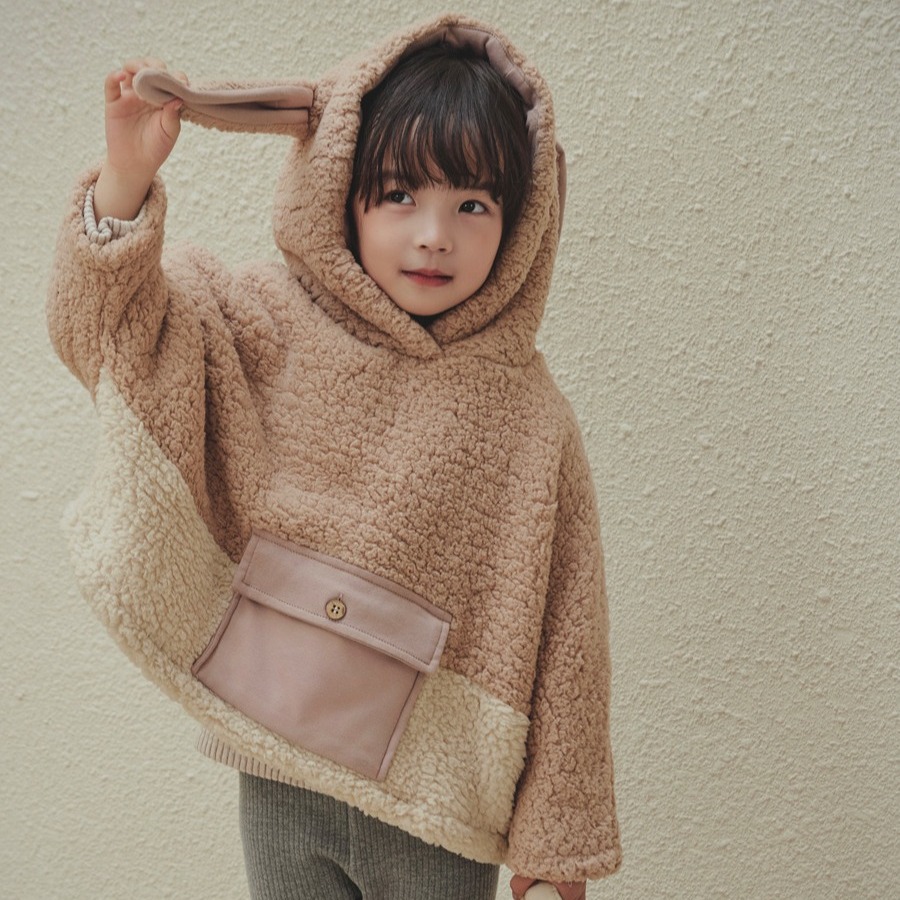 Manteau pull en peluche à bulles 2 couleurs pour fille, vêtement d'hiver pour enfants, lapin mignon, nouvelle collection 2023_voghion.com