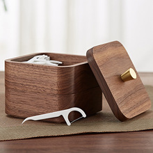 簡約歐式牙線盒棉簽收納盒高檔牙簽盒家用個性創意輕奢木制收納盒