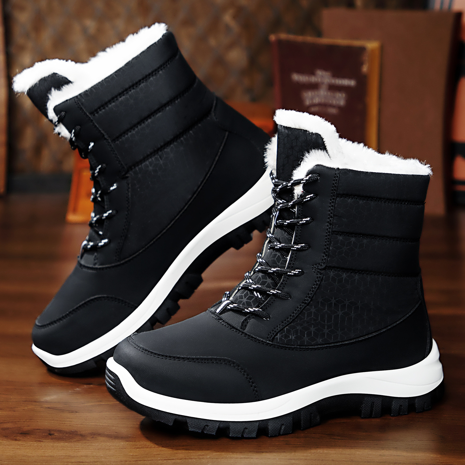 Botas de algodón, botas de poliuretano, botas de mujer, botas de algodón calientes, botas de nieve cómodas, botas