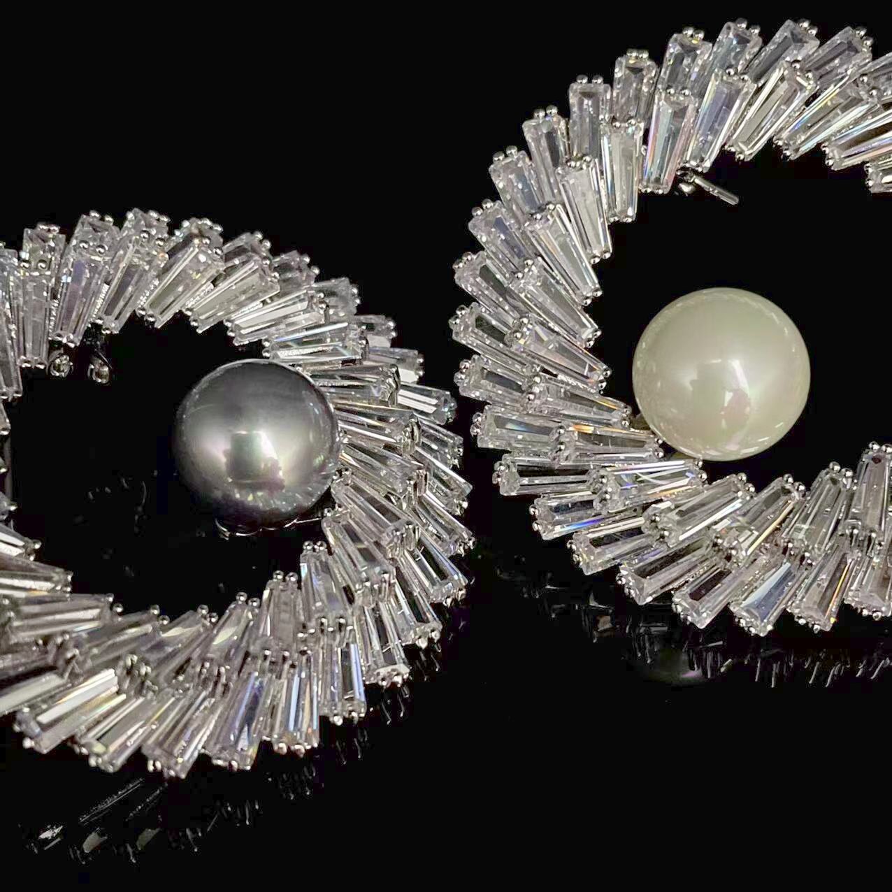 圆形双层合成水晶韩版胸针女胸花女韩国饰品领夹别针丝