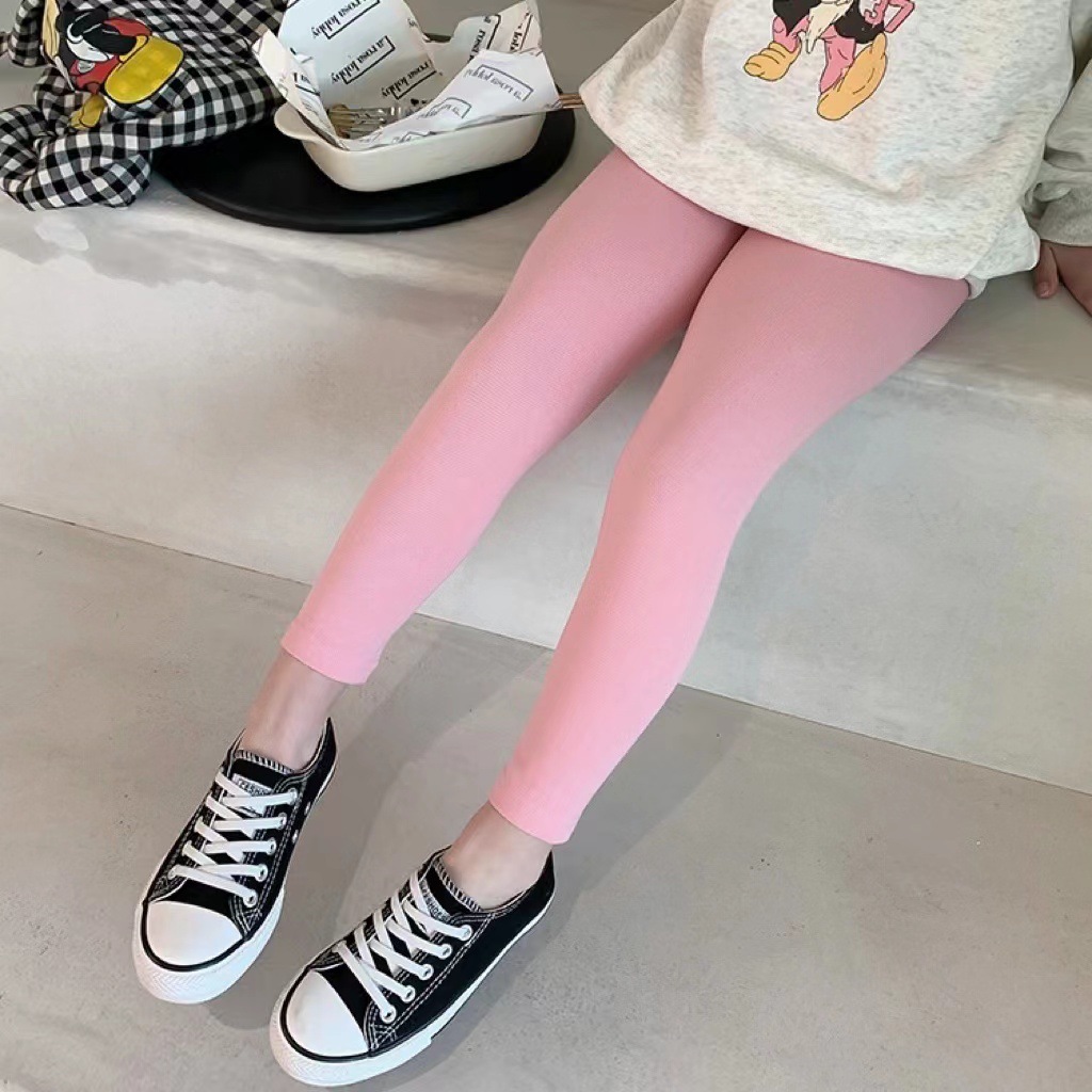 2023 Otoño e Invierno niñas SLIM-Fit color sólido polainas ropa exterior lana pull-up casual algodón bebé bottoming Pantalones