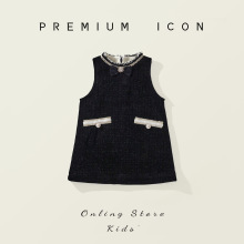 女童加绒小香风套装2025冬装新款儿童蕾丝高领上衣保暖无袖背心裙