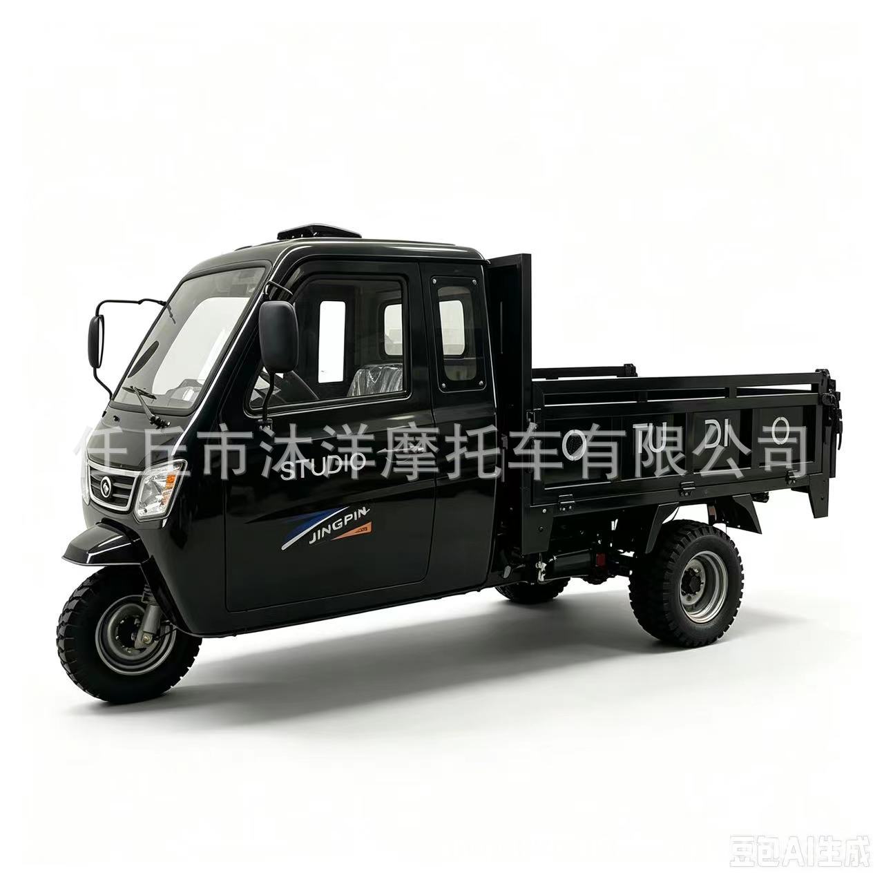 Source manufacturer luxury rain shelter three-wheeled fuel-powered motorcycle with enclosed cab, five-wheel double hydraulic dump truck