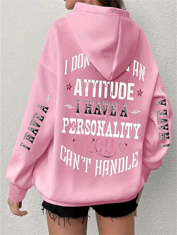 【Cross-Border European Size】Autumn and Winter Hoodie Y2K Personalized Sweet Cool Letter Ins Lazy Style American Street Style