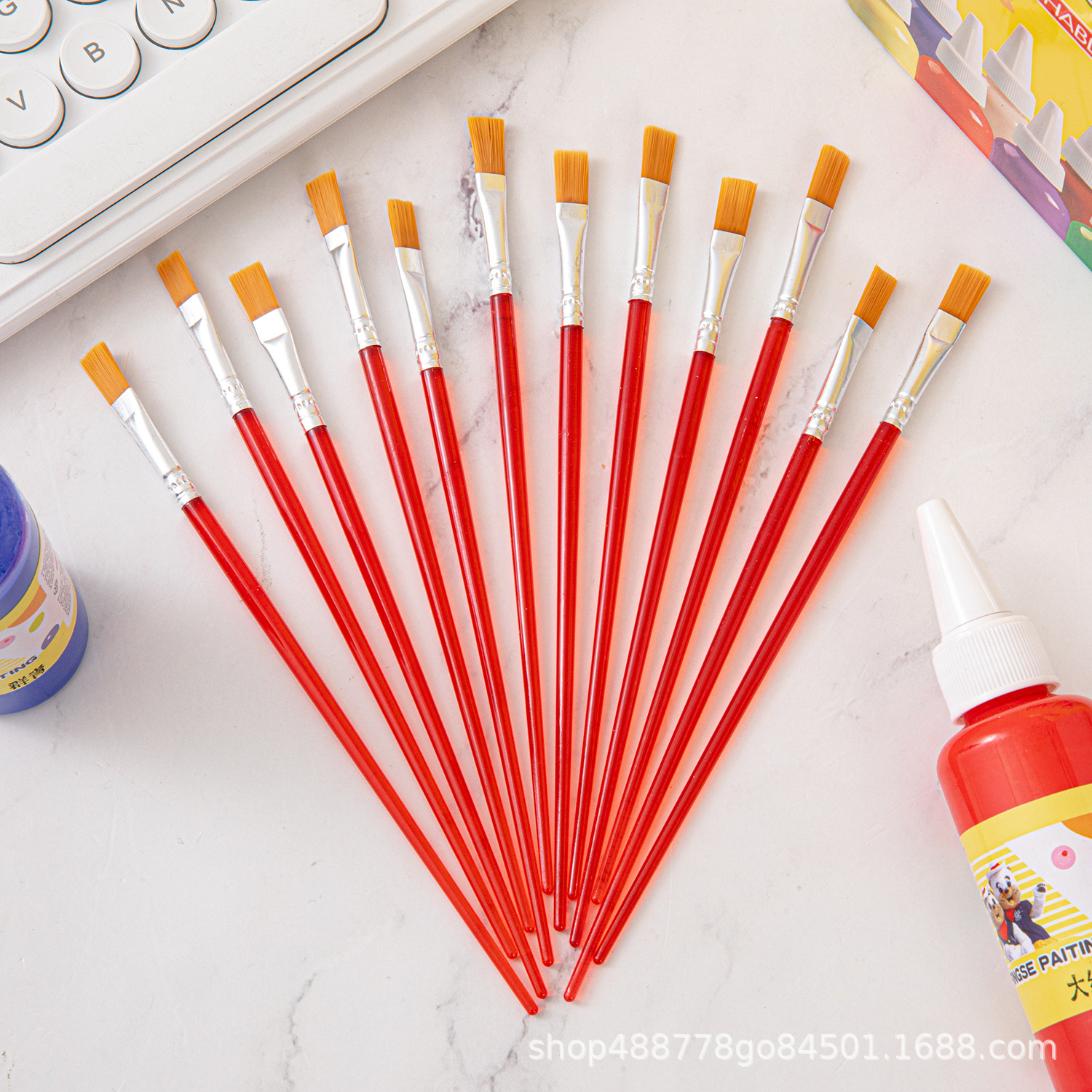 Fábrica directa pincel de dibujo de nylon azul pincel de cabeza plana graffiti pincel de dibujo de pintura pintores de arte diy