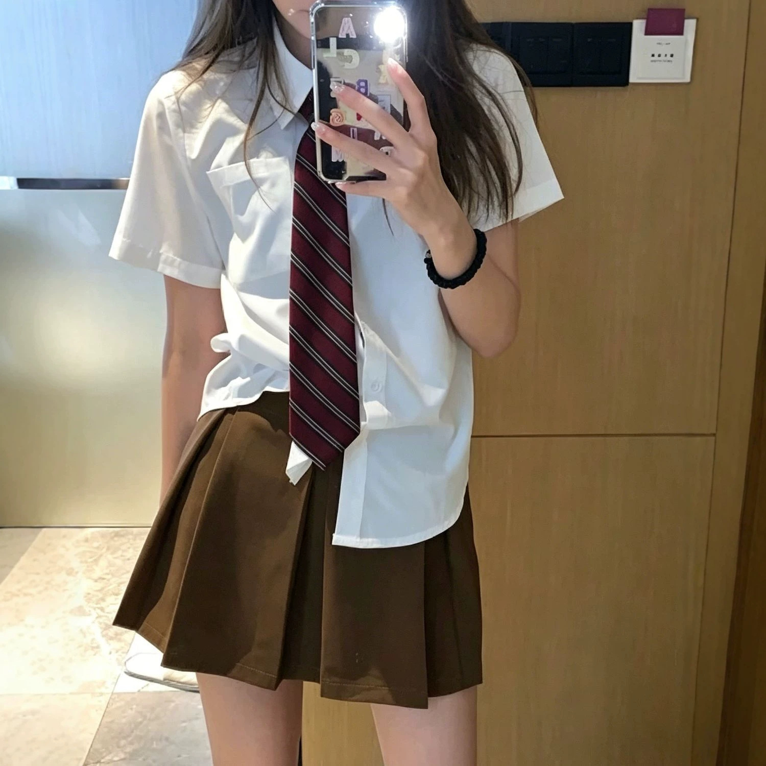 Afy-(with Pockets) Uniform Shirt, Summer College Style, White Short-Sleeve, Non-Returnable, Large Size