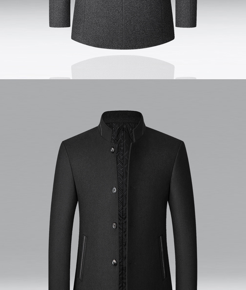 Manteau en laine pour hommes d'âge moyen, automne et hiver 2024, nouveau manteau en laine à col montant, vêtements décontractés pour hommes_voghion.com