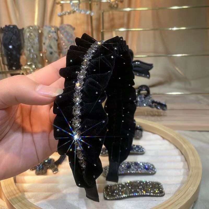 2024新款發箍髮飾氣質褶皺發卡百搭外出復古頭箍秋冬女美拉德頭飾