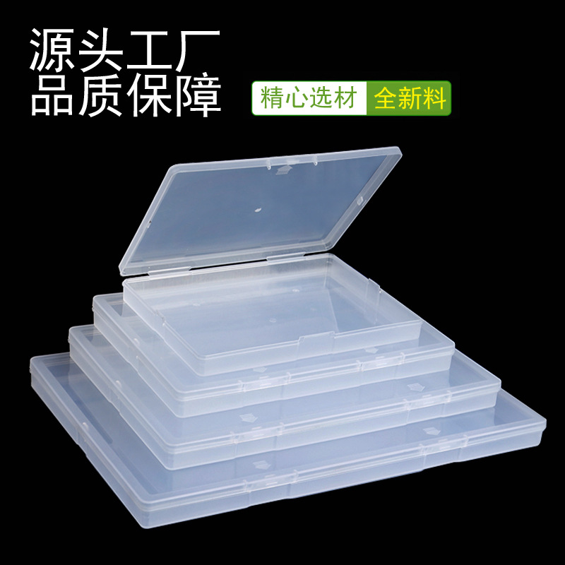 Caja plana rectangular transfronteriza caja vacía de plástico transparente accesorios de papelería hardware caja de embalaje de plástico fábrica en stock al por mayor