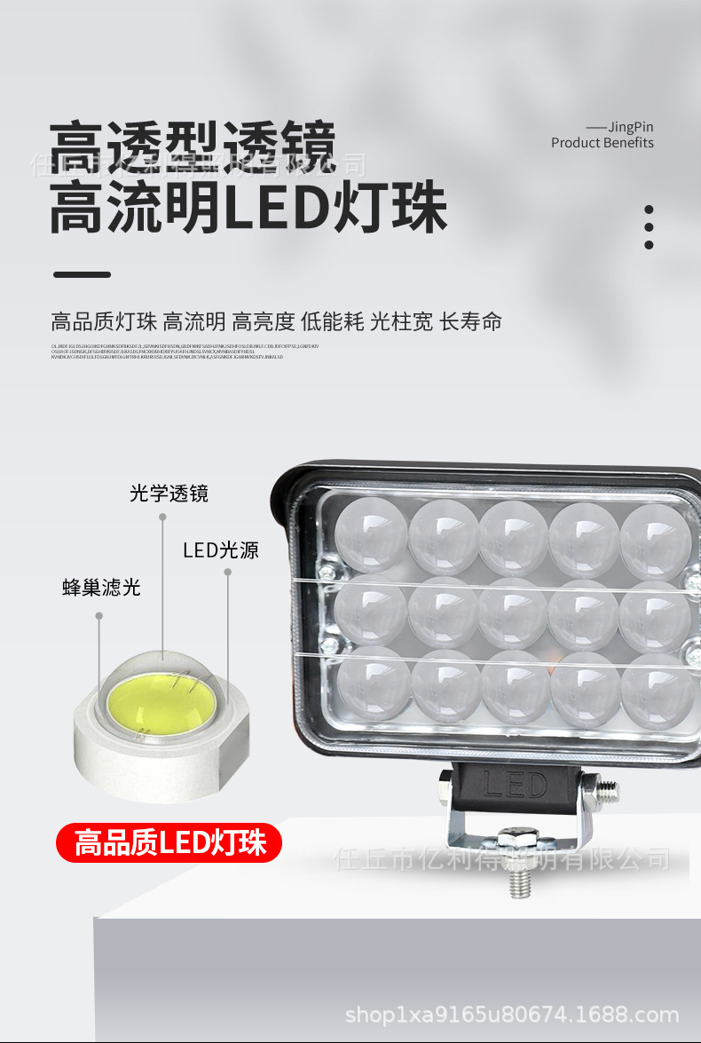 led spotlight 12V 24V car truck highlight shovel forklift electric motorcycle modification front headlight fog light reversing light