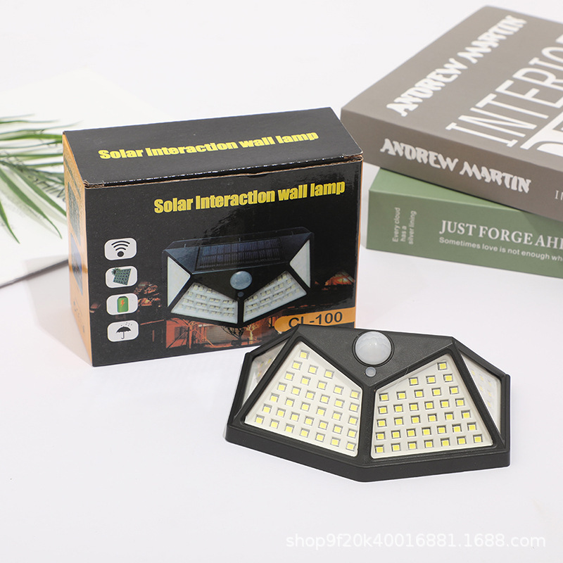 Solar Light-Controlled Sensor Light, Human Body Sensor Wall 100 Lights, Landscape Courtyard Four-Sided Luminous Lights, Wall Lighting