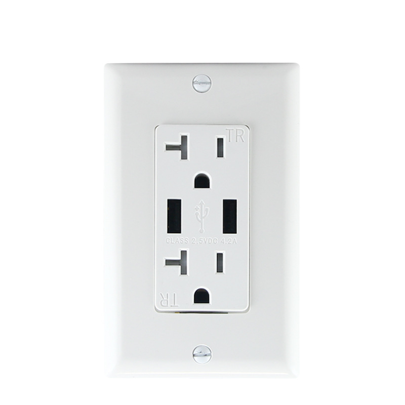 UL美国标准GFCI南北美洲规NEMA美式墙壁开关15A/20A电源插座带USB