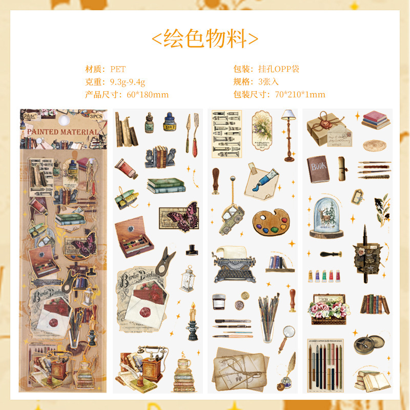 Cuento medieval láser transparente impermeable mascota pegatinas diarias diarias materiales decorativos pegatinas de papelería retro