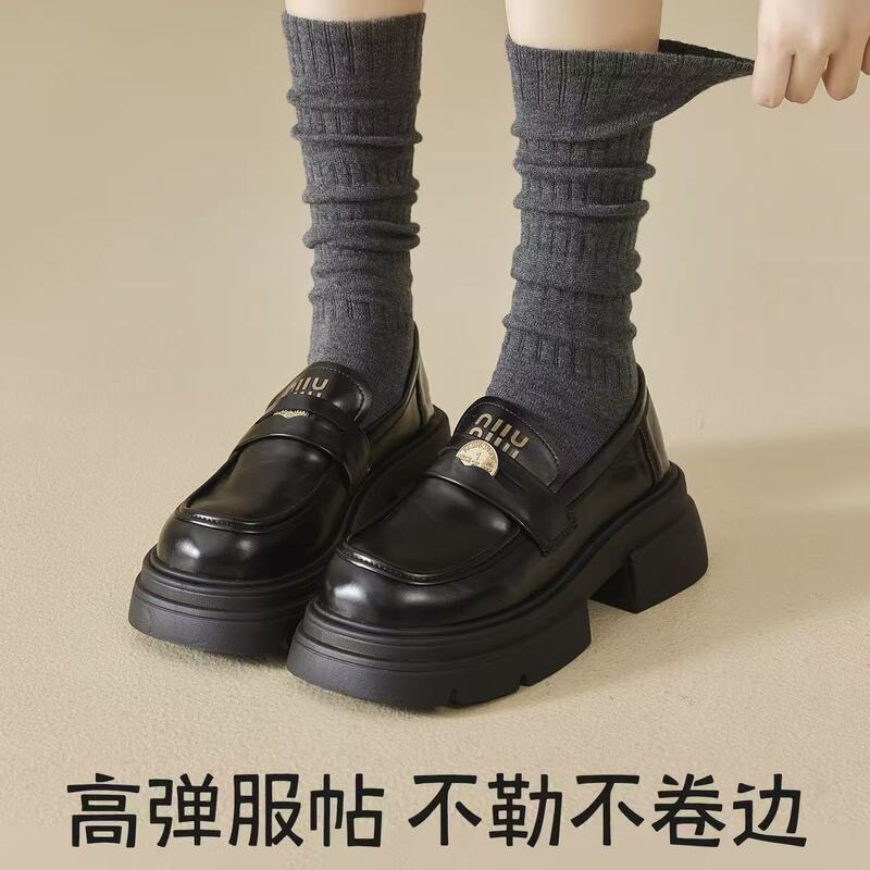 堆堆袜子女款春秋季配靴子白色中筒袜无骨小腿袜套棉袜百搭长筒袜|undefined