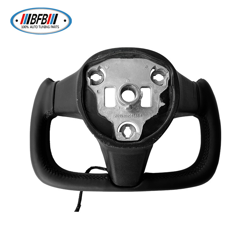 100% Real Carbon Fiber Yoke Steering Wheel - For Tesla Model 3 - Black Alcantara Leather, Aircraft Style