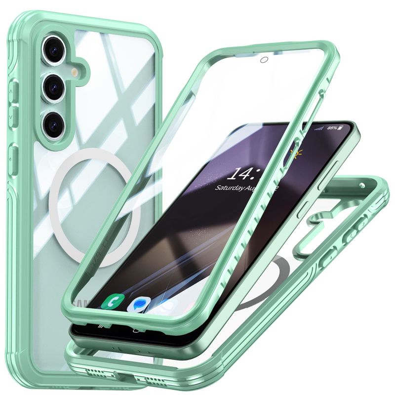 Samsung A56A36A16A17ガラス製360度フルカバー携帯電話ケース、落下防止、衝撃吸収、磁気吸着、磁気充電対応|undefined