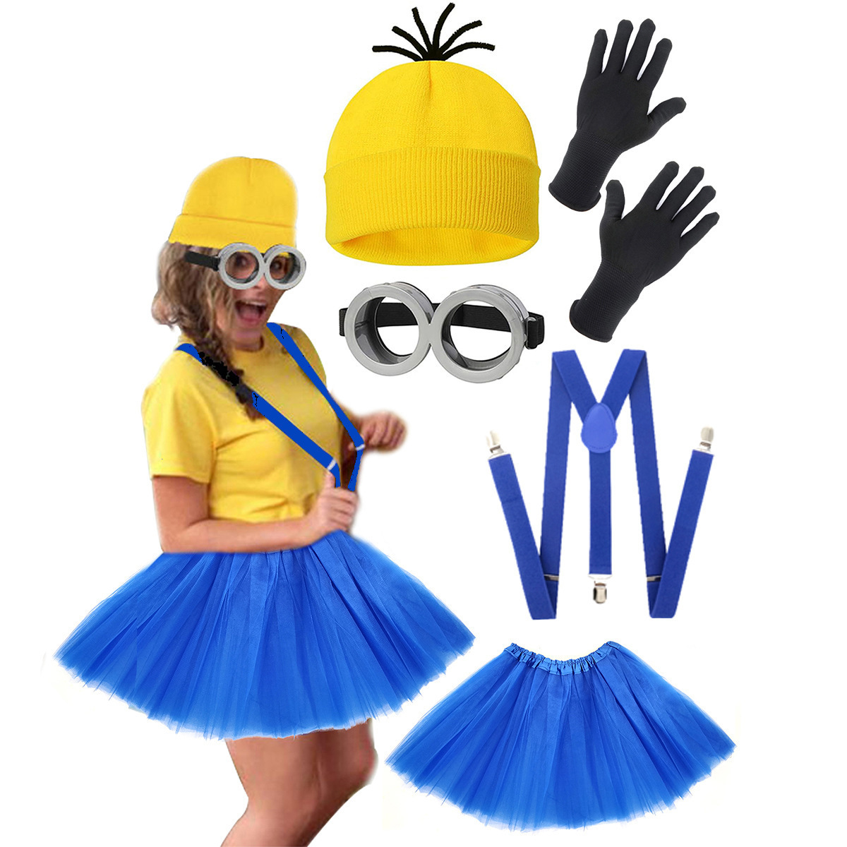 Cross-border Minion cosplay hat, yellow knitted hat, creative cold weather hat, Minion cosplay hat, woolen hat
