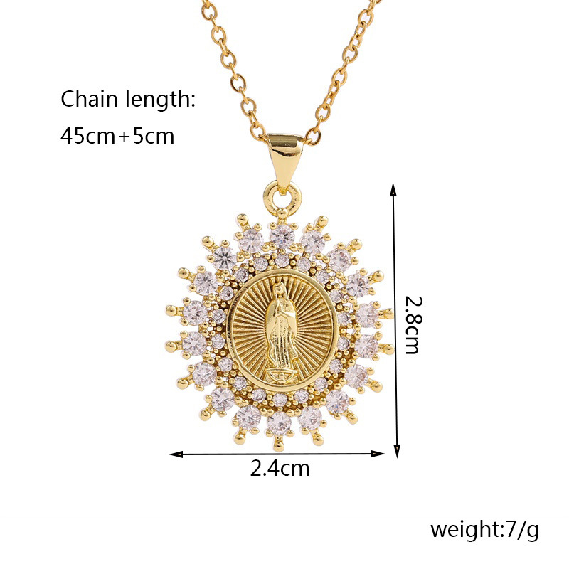 creative copper inlaid zirconium Virgin Mary necklace wholesale nihaojewelry