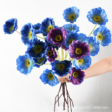 3D罂粟花仿真花莫奈风家居摆件虞美人仿生花婚庆酒店婚礼装饰