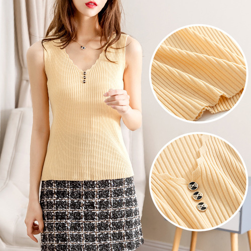 Ice silk suspender vest women's summer women's clothes new V-neck slim back net red sleeveless underlining shirt