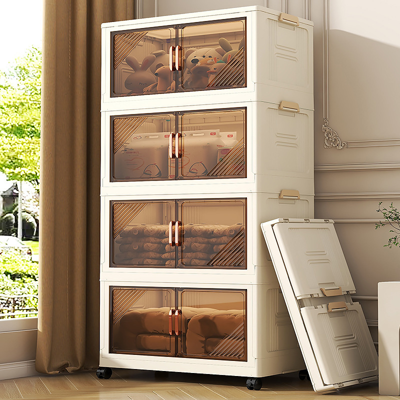 Caja de almacenamiento plegable sin instalación, armario de almacenamiento para bocadillos, armario de almacenamiento para ropa de dormitorio doméstico, armario de almacenamiento de artículos diversos