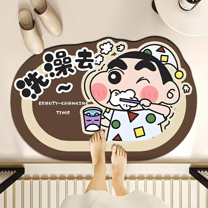 Cartoon fun text technology velvet bathroom mat ins style cute bathroom door quick-drying mat door mat