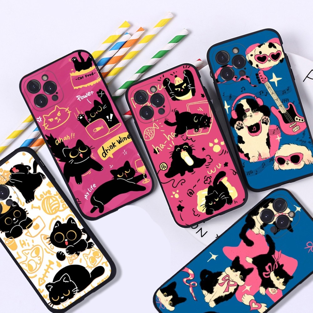 For Apple phone case cute cartoon cat phone case iPhone 15 6 7 8 Plus 11 12 1