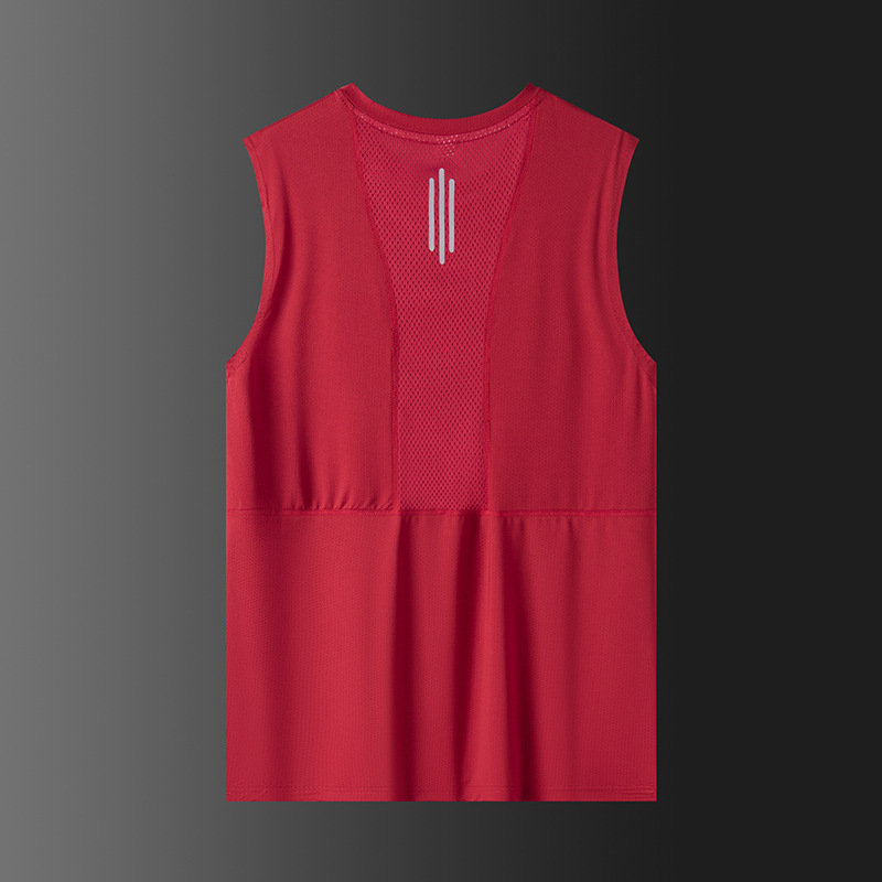 Camiseta sin mangas para hombres de verano delgada chaleco deportivo de hielo cuello redondo transpirable hombro camiseta de ejercicio para mujeres de yoga