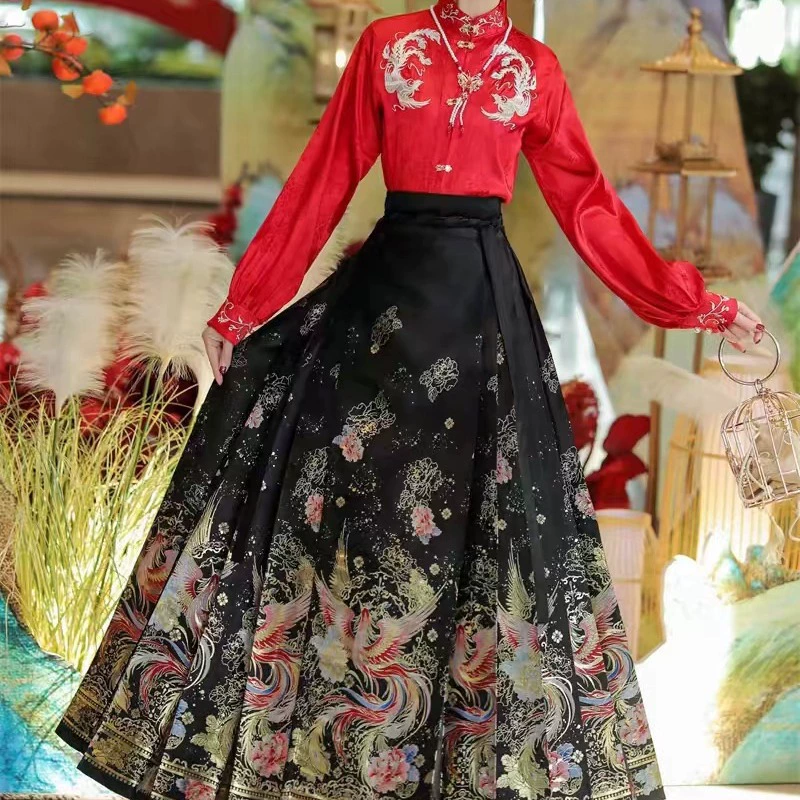 Hanfu женский весенний новый танец Феникса девять дней плетеное Золото Имитация макияжа цветок жилет платье полный комплект ежедневный Национальный Стиль элемент тост одежда