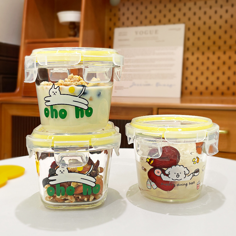 Baby food supplement bowl glass can be steamed fresh storage egg bowl cup mold tools full set of baby food supplement box