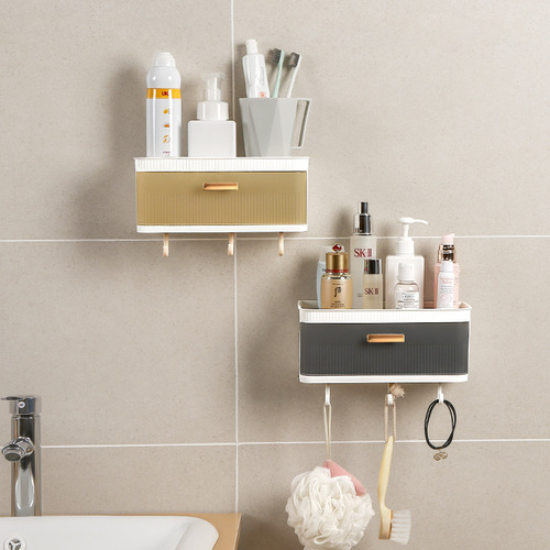 Bathroom rack multi-functional washbasin balcony bathroom toilet kitchen wall-mounted punch-free storage basket