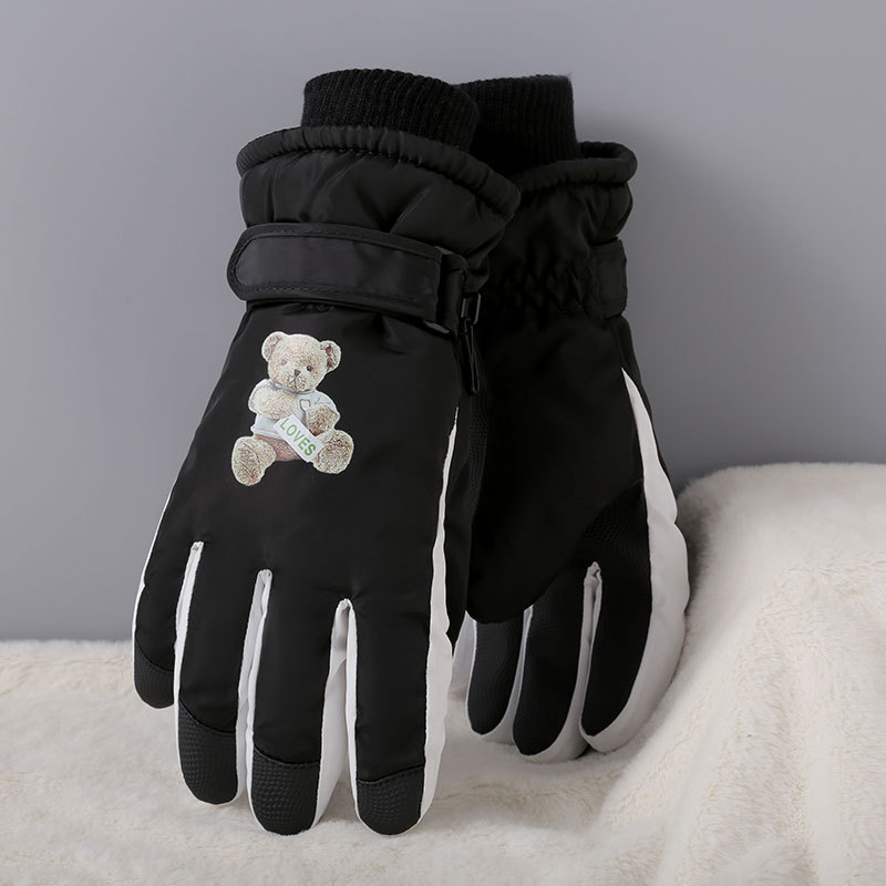 Guantes de esquí de invierno para mujeres calientes a prueba de frío pantalla táctil a prueba de salpicaduras de agua al aire libre a prueba de viento guantes de vello grueso