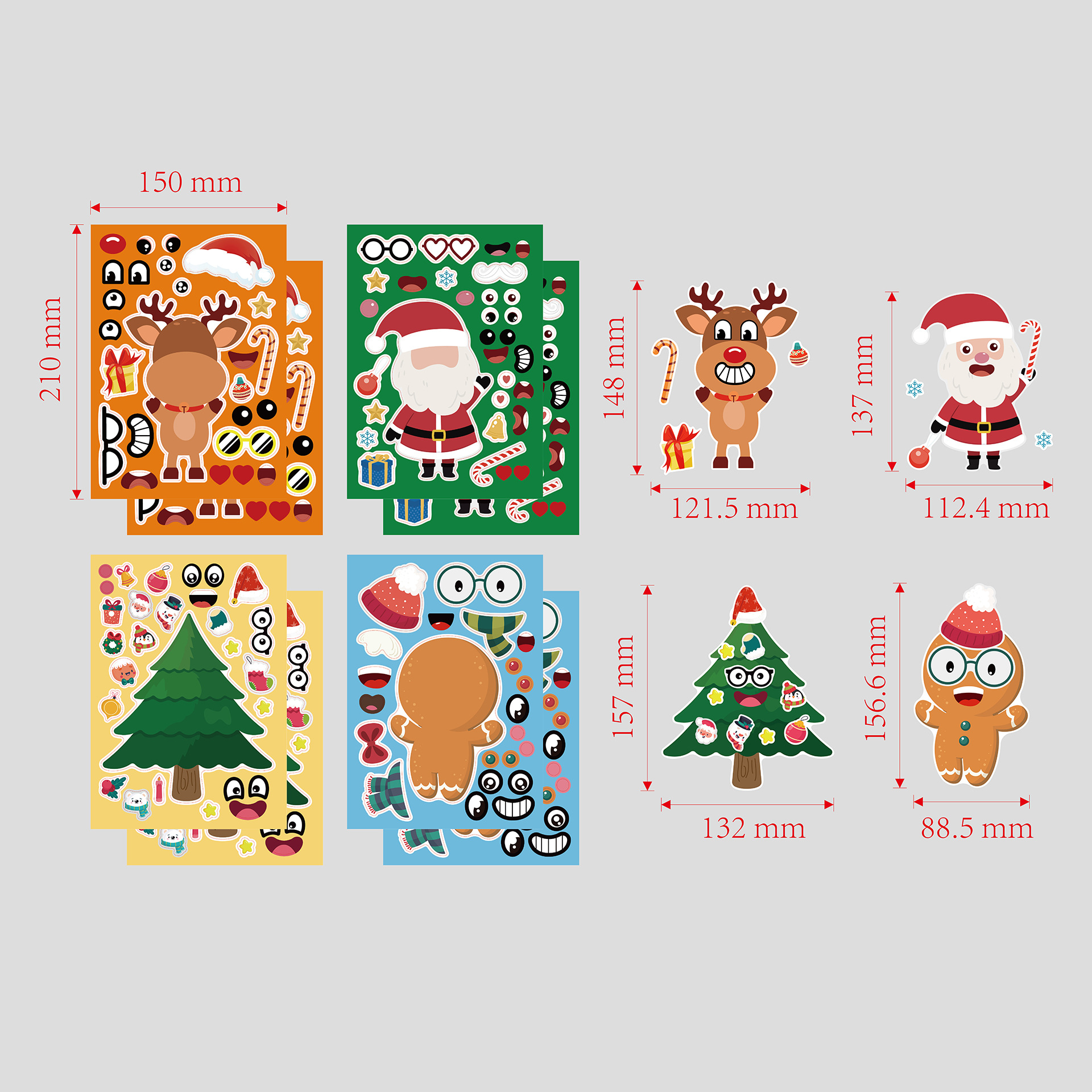 Cute Cartoon 16 Pieces Christmas Waterproof Decoration Puzzle Stickers display picture 2